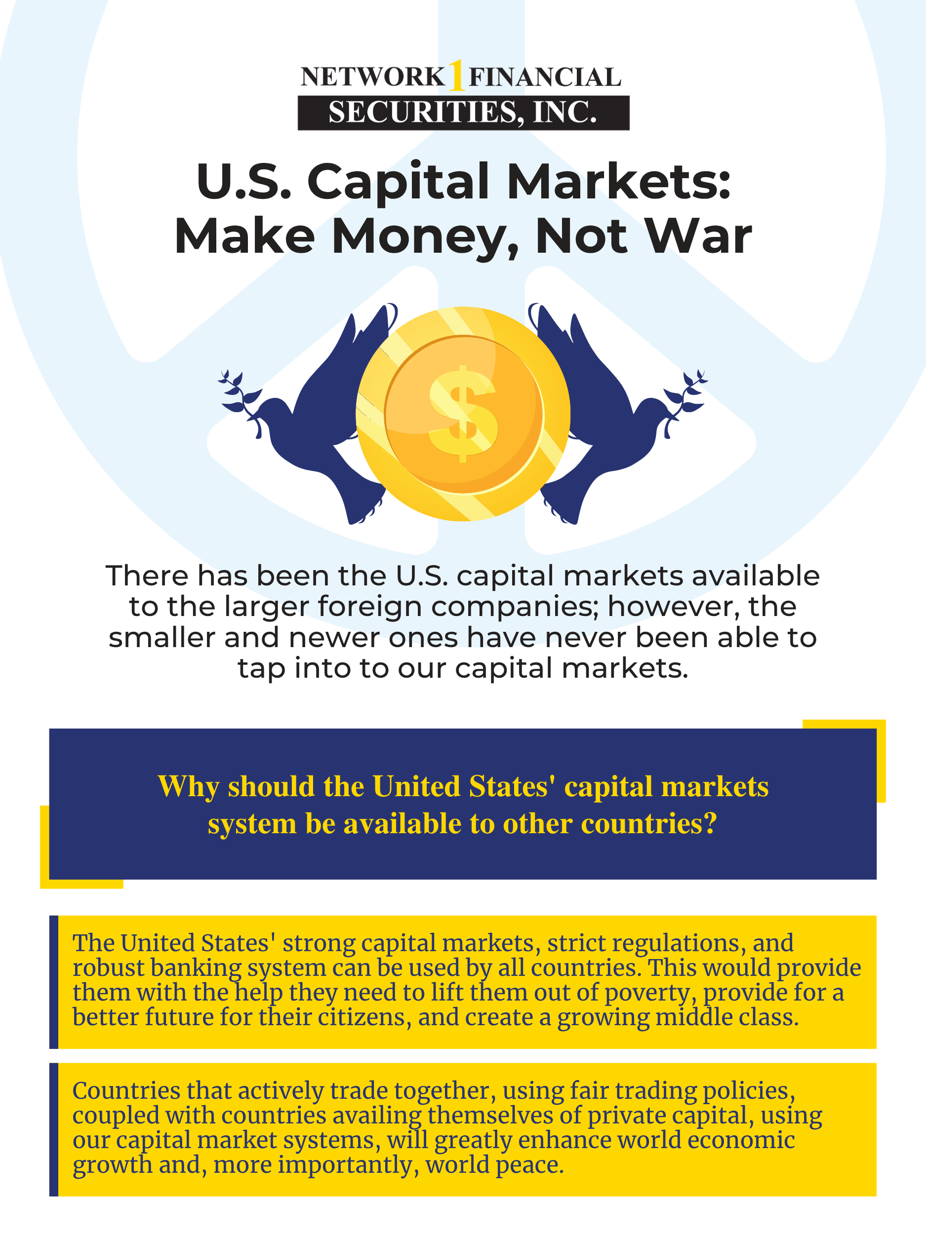 U.S. Capital Markets Make Money Not War