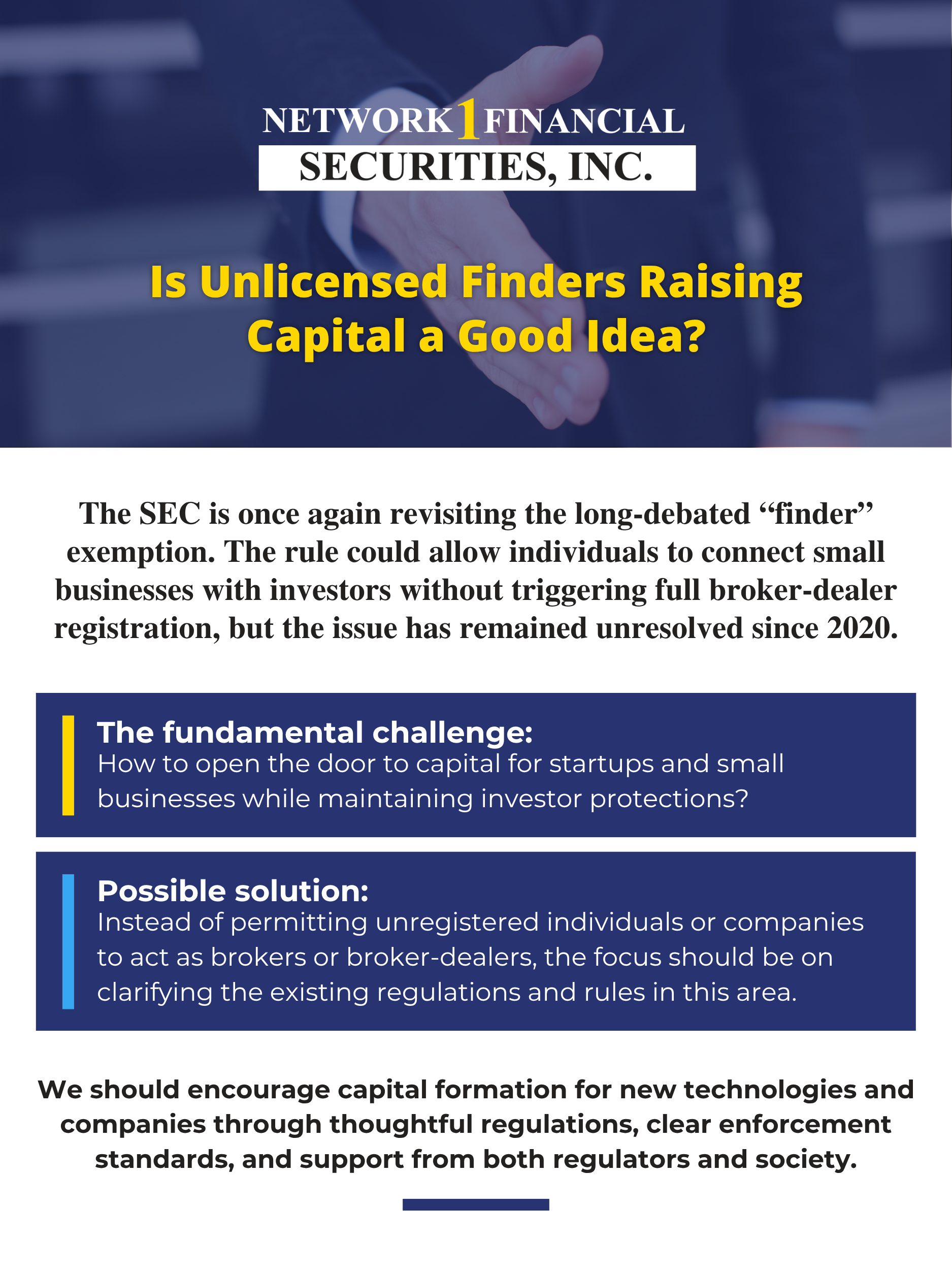 Is Unlicensed Finders Raising Capital a Good Idea